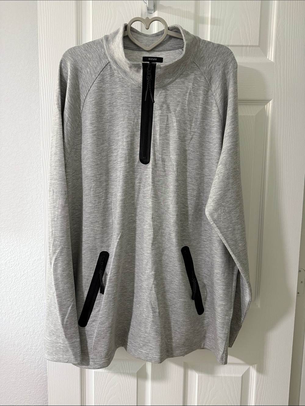 Alfani Light Gray Men's Half-Zip Pullover with Black Trim